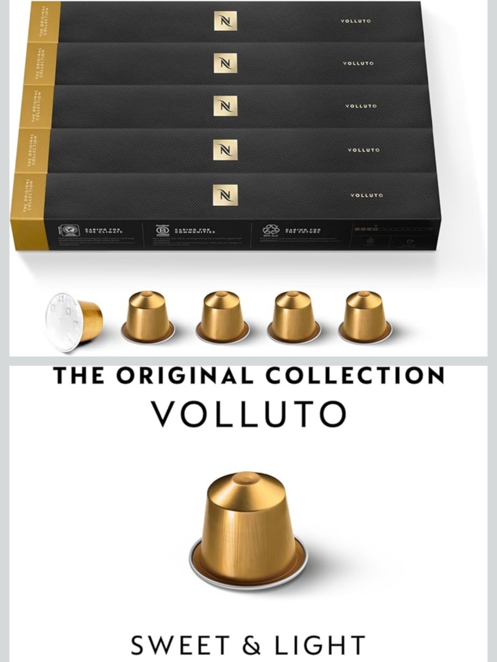 Nespresso Capsules Original Line, Volluto, Mild Roast Espresso Coffee, 5 Sleeves